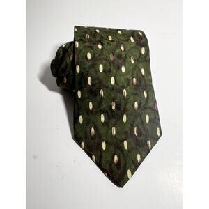 VINTAGE Burberry EUC Green Printed 100% Silk Tie 56" x 3.75"